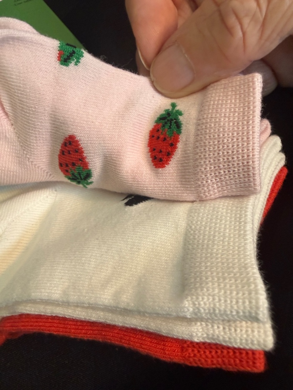 kate spade Pink Strawberry Print Quarter Socks - Picture 2 of 3